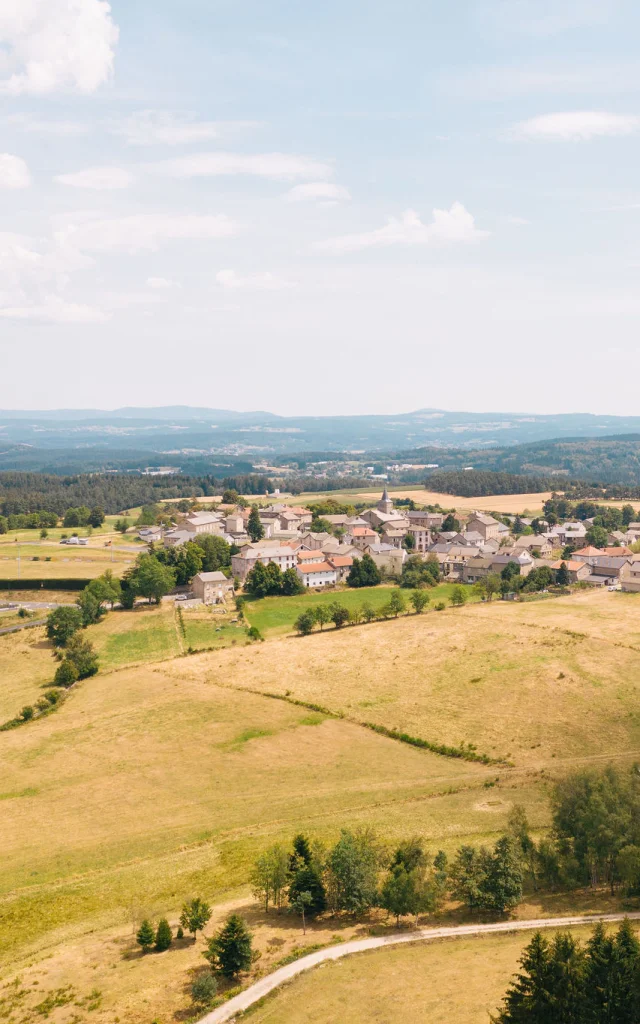 Village of Saint-Jeures seen from a drone