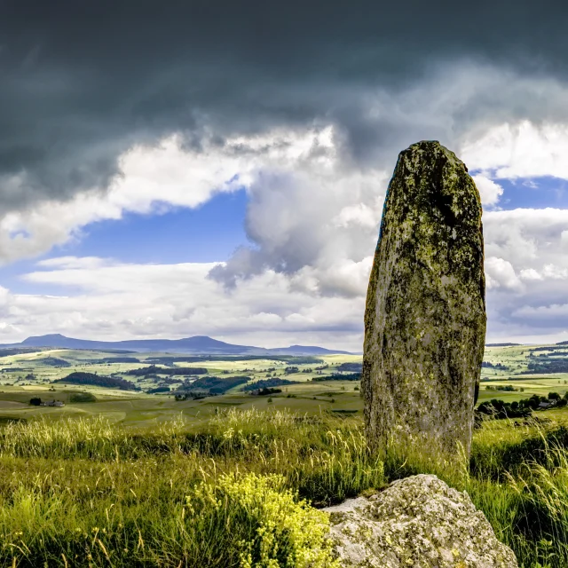 Menhir near the Chièze parking lot at the foot of the Lizieux massif